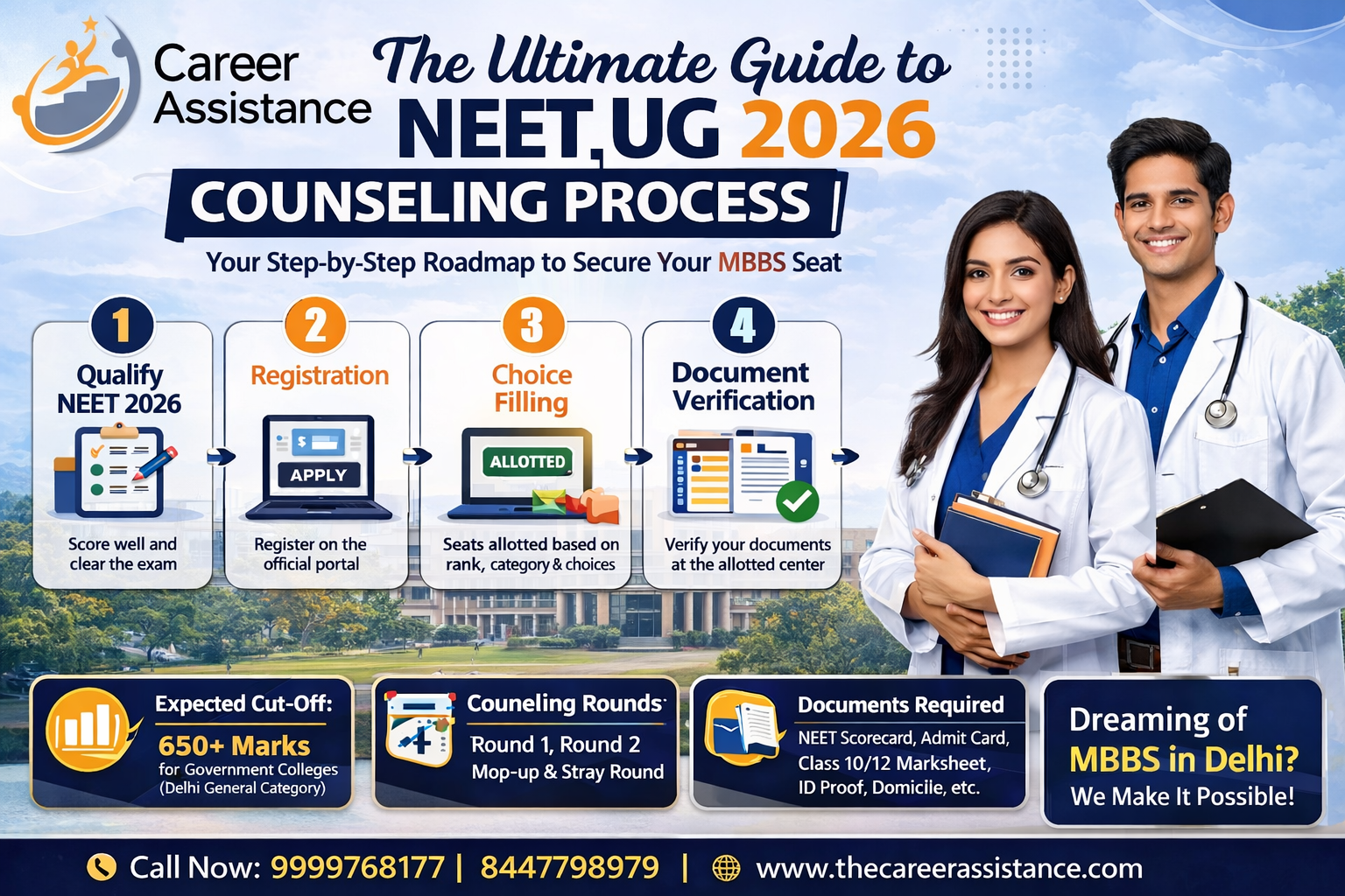 Comprehensive guide to NEET UG 2026 medical counseling process for MBBS in Delhi by thecareerassistance.