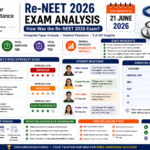 Re-NEET 2026 Exam Analysis infographic showing subject-wise difficulty levels, student reactions from Delhi and Haryana, expected cut-off ranges, and MBBS counselling guidance by TheCareerAssistance.